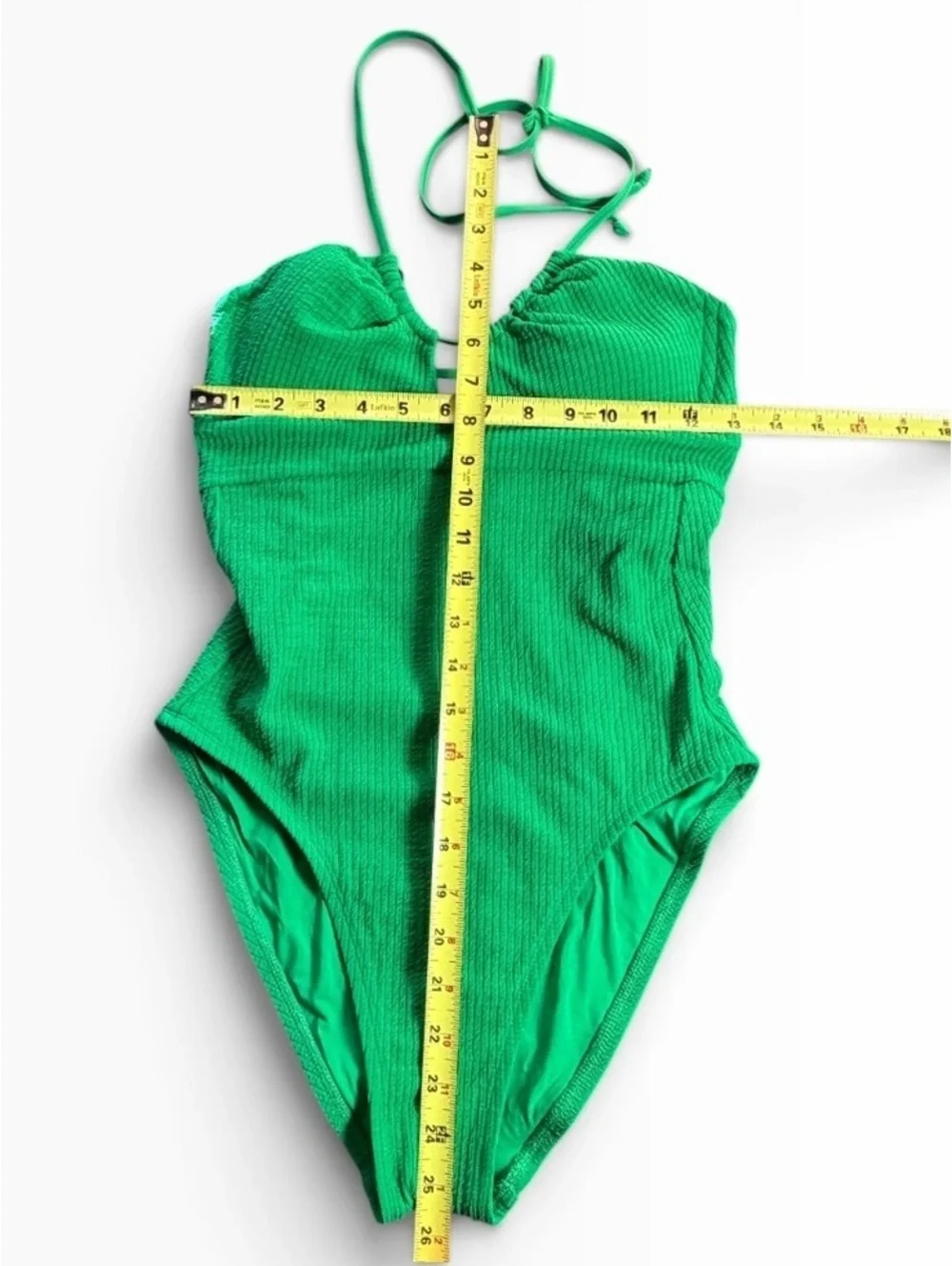 Becca Kelly green cut out ribbed halter tie one piece swimsuit NWT